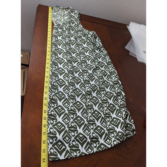 Jessica London Long Tunic 18W Green White Geometric Print Relaxed Full Coverage - Picture 8 of 9